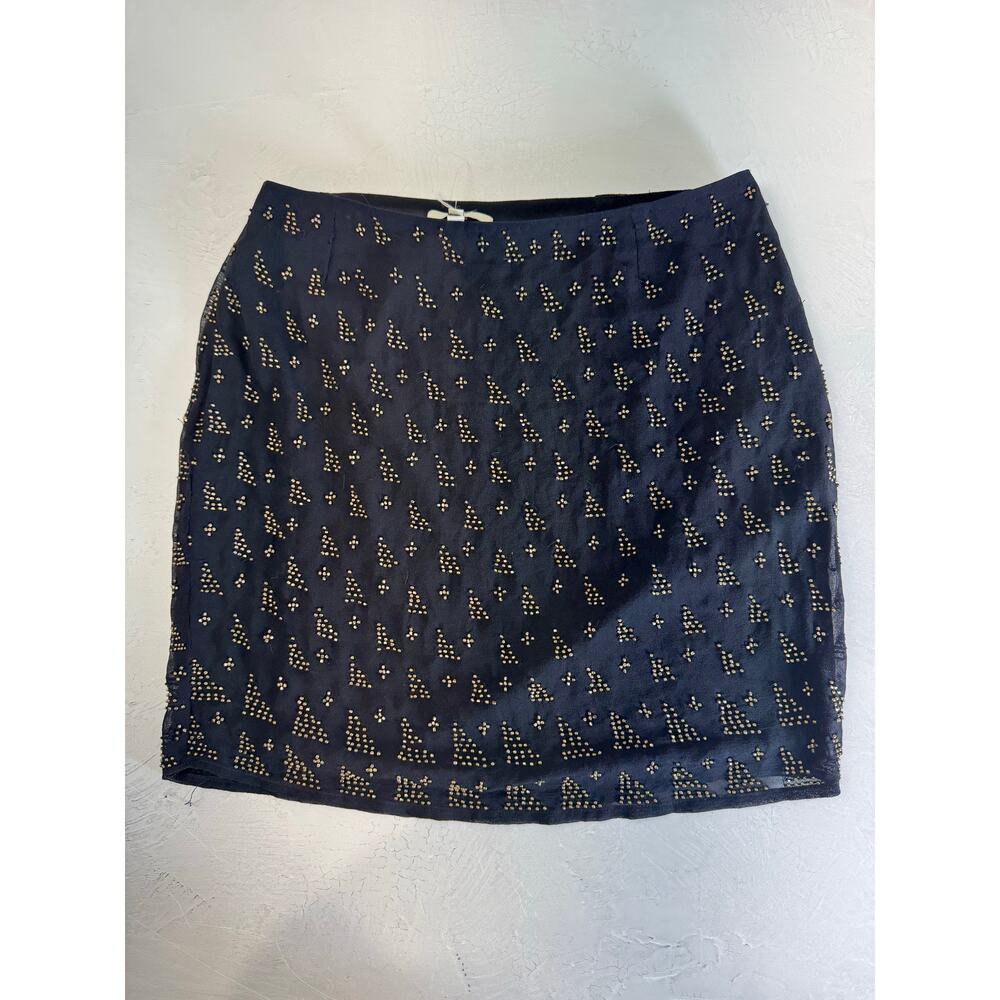 Joie Black Gold Beaded Silk Mini Skirt XS Night Out Party NYE